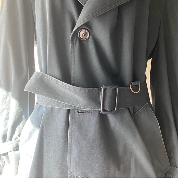 Vintage London Fog Classic Trench Coat Lined Navy w Plaid Lining (42R approx L) - Picture 5 of 13